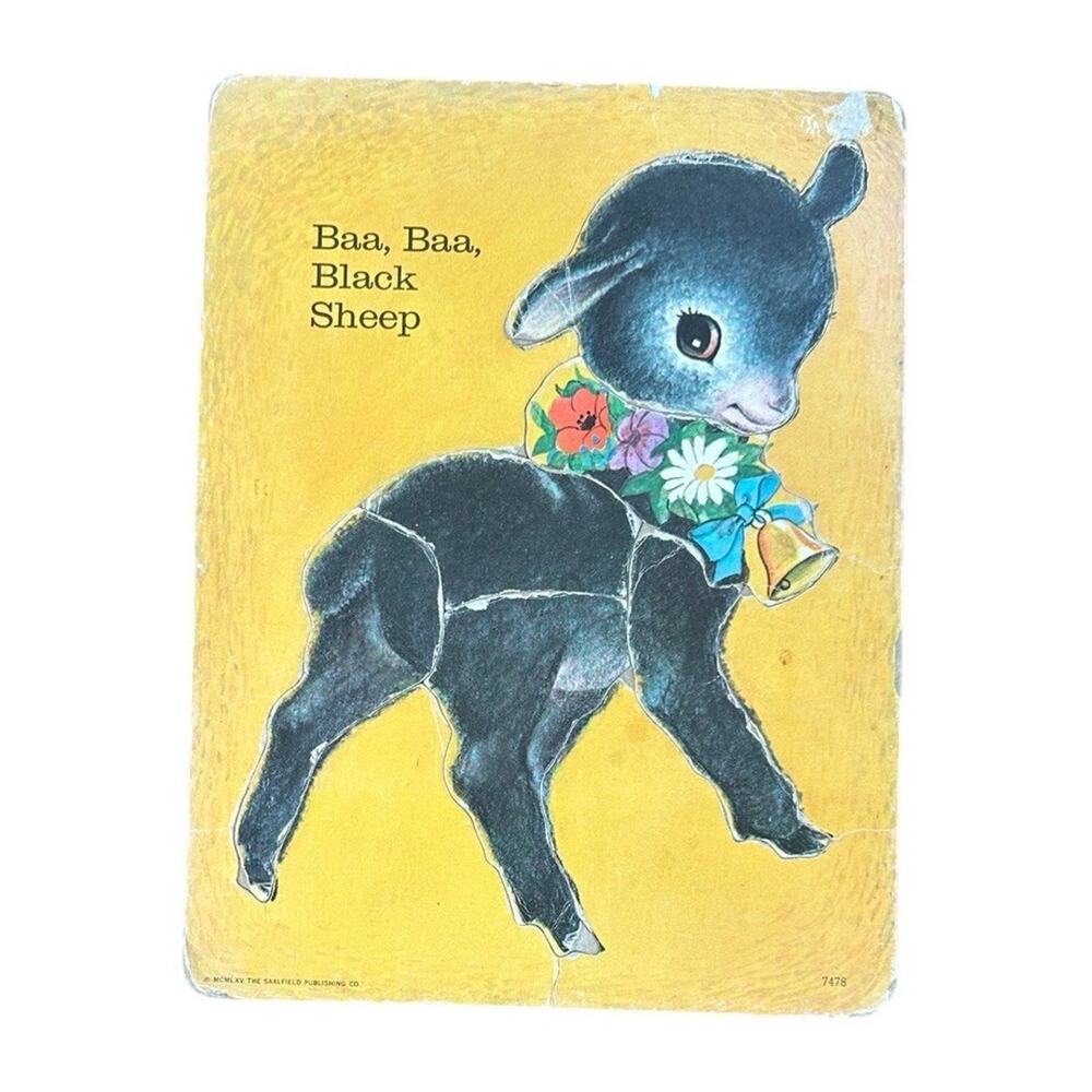 Vintage 1960s Inlaid Puzzle Saalfield Baa Baa Black Sheep Animal Easter Toy 1965